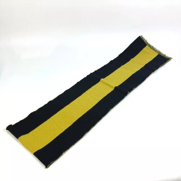 GUCCI fringe bicolor stripes bicolor stripes Scarf wool Black x Yellow - Picture 6 of 9